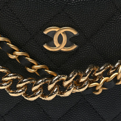 Chanel Shiny Caviar Quilted Bow Pouch Hobo Black 8 of 11