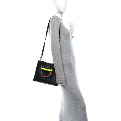 Gucci Calfskin Small Diana Tote Bag Black Yellow Fluo 2 of 12
