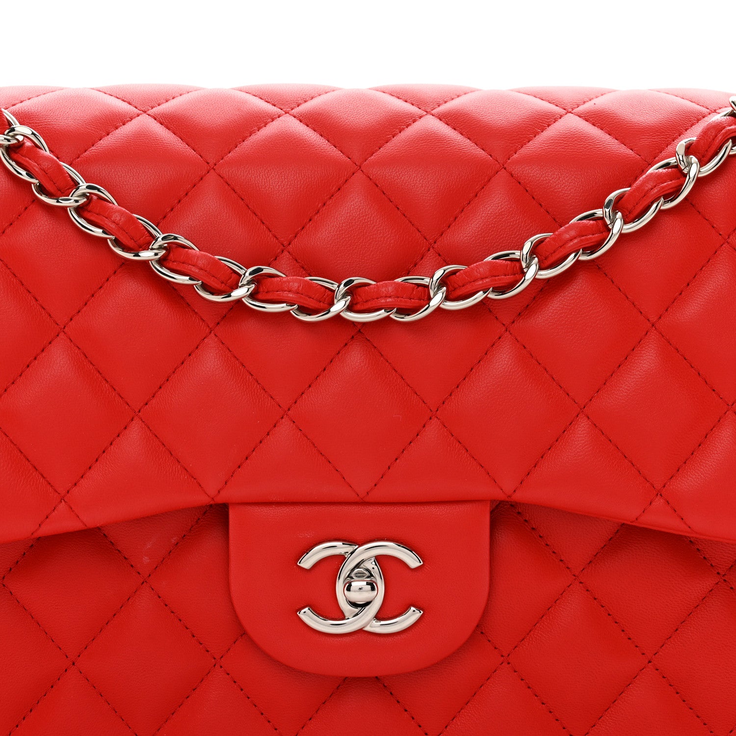 Chanel Lambskin Quilted Jumbo Double Flap Red 5 of 11