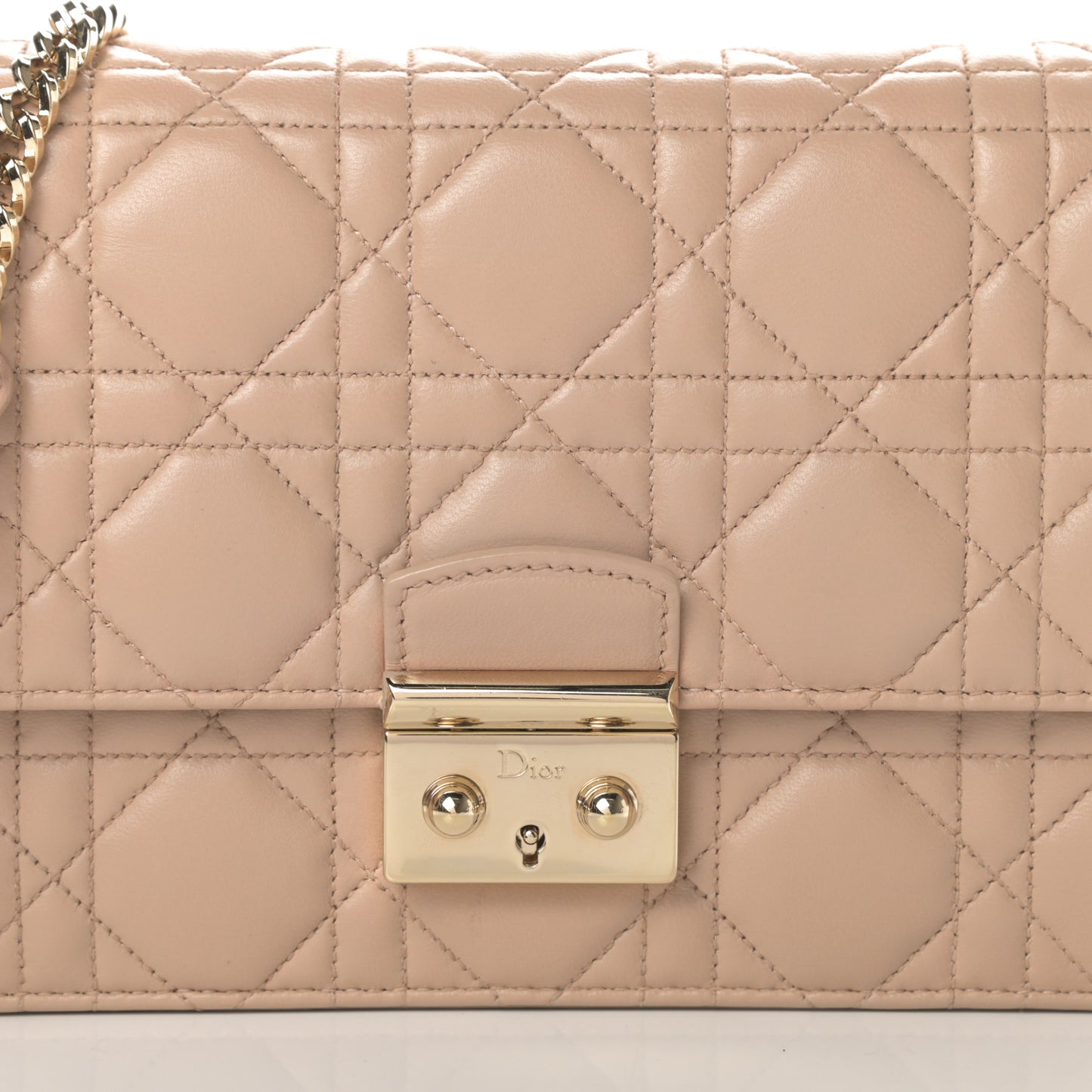 Lambskin Cannage Miss Dior Promenade Pouch Beige