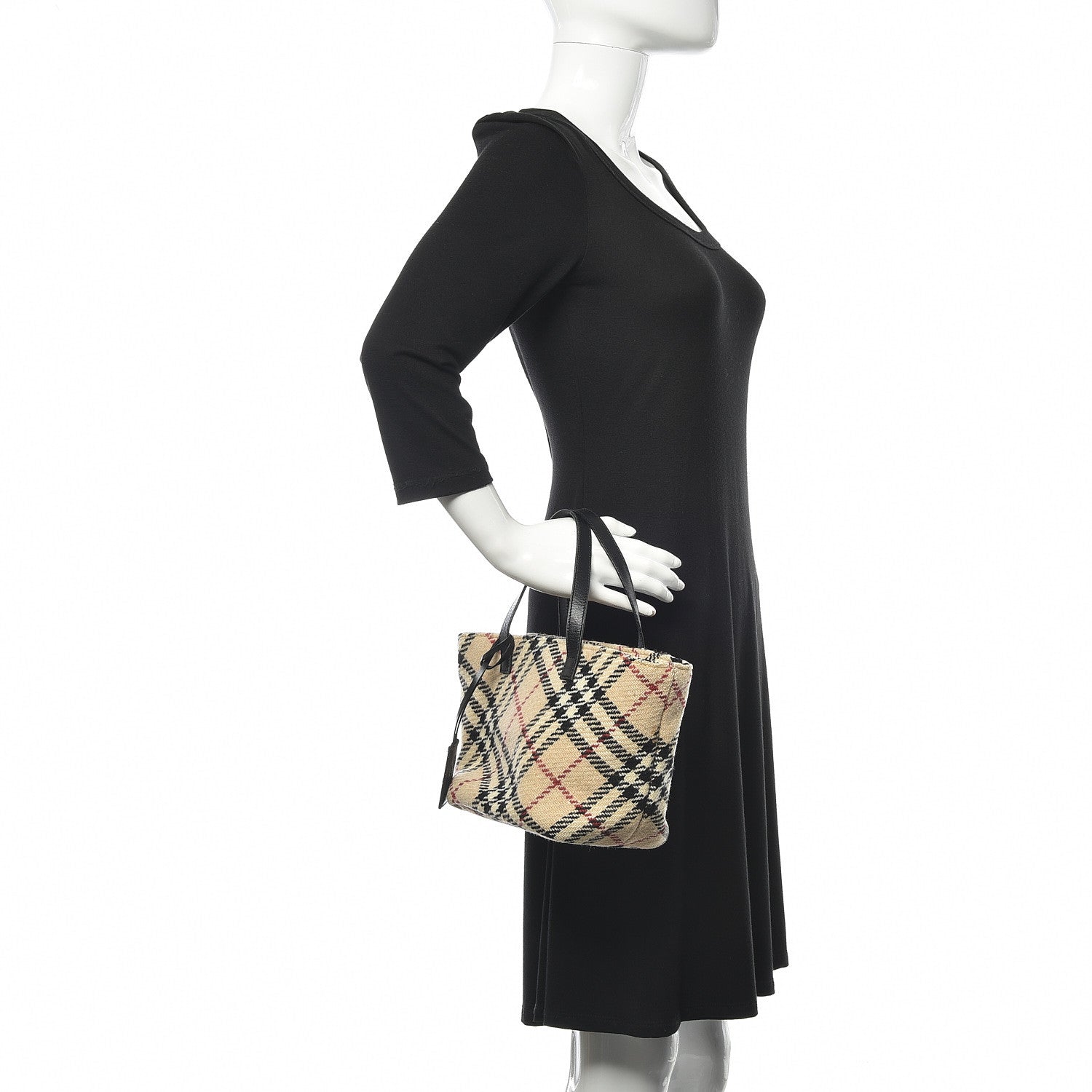 Burberry Wool Check Tote Beige 2 of 10