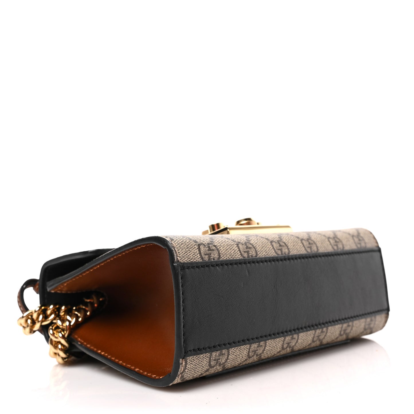 GG Supreme Monogram Calfskin Small Padlock Shoulder Bag Beige Black Cuir