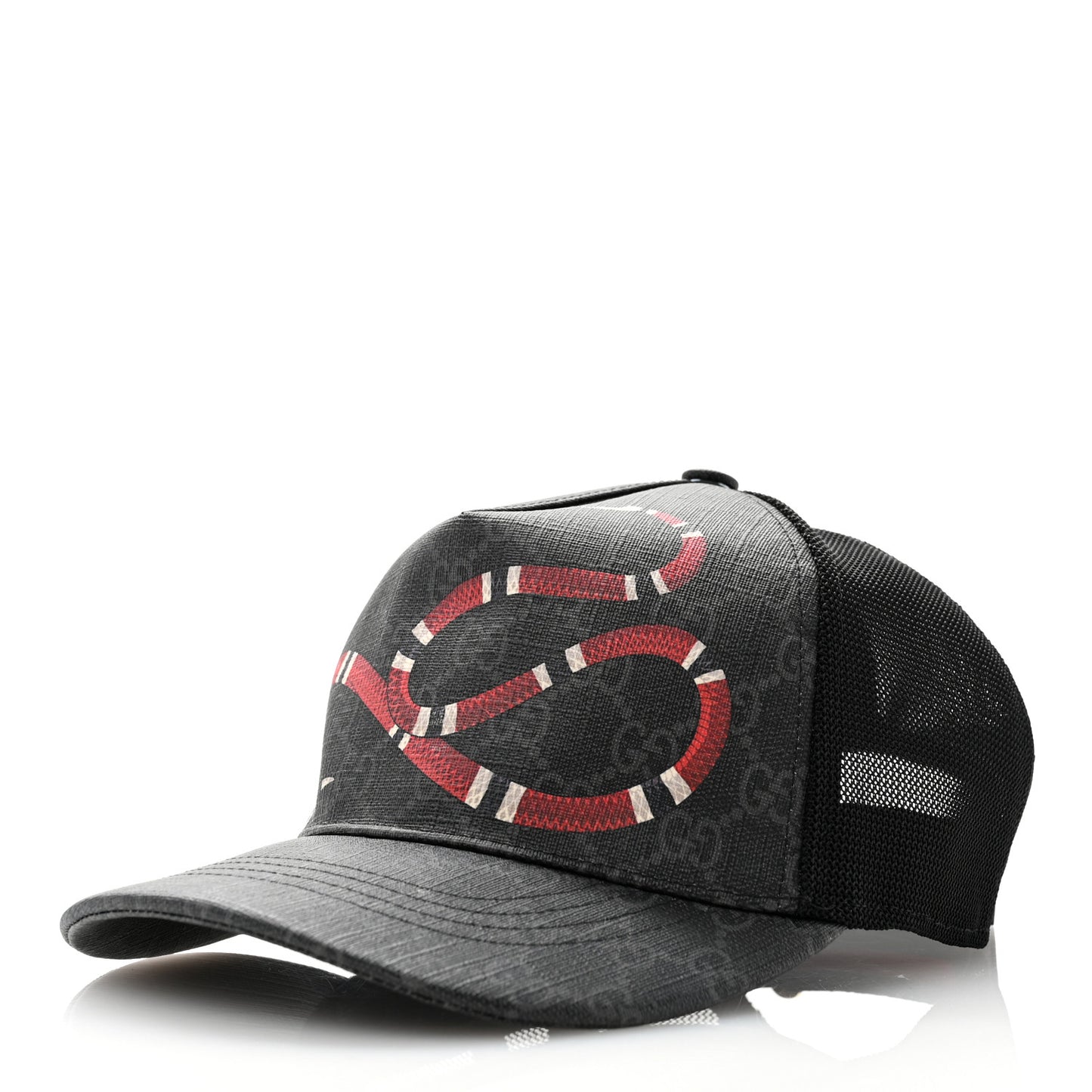 GG Supreme Monogram Kingsnake Print Baseball Hat M Black