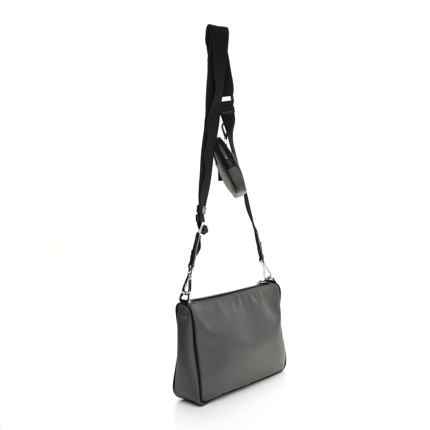 Re-Nylon Saffiano Pocket Zippered Shoulder Bag Ardesia Black