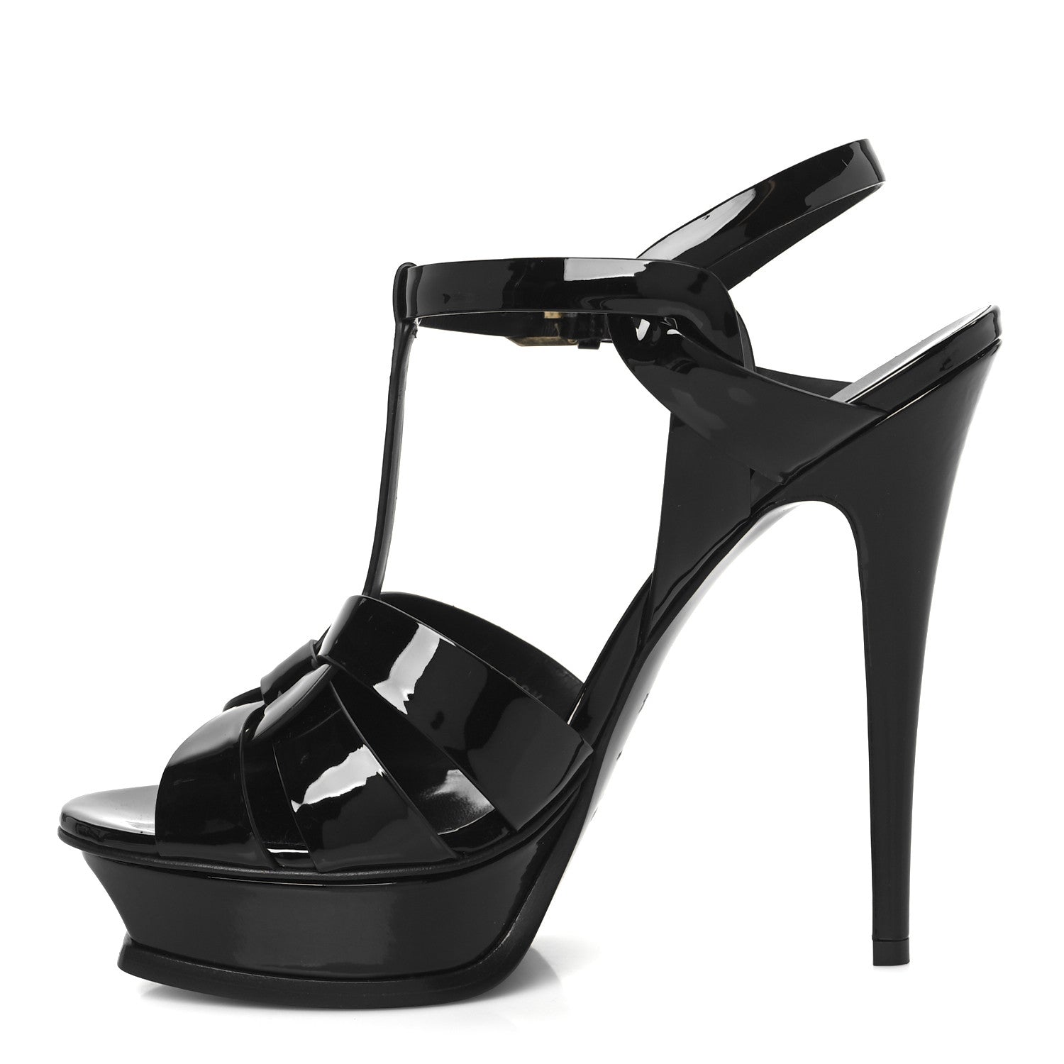 Saint Laurent Patent Tribute 105 Platform Sandals 39.5 Black 1 of 10