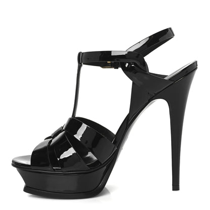 Saint Laurent Patent Tribute 105 Platform Sandals 39.5 Black 1 of 10
