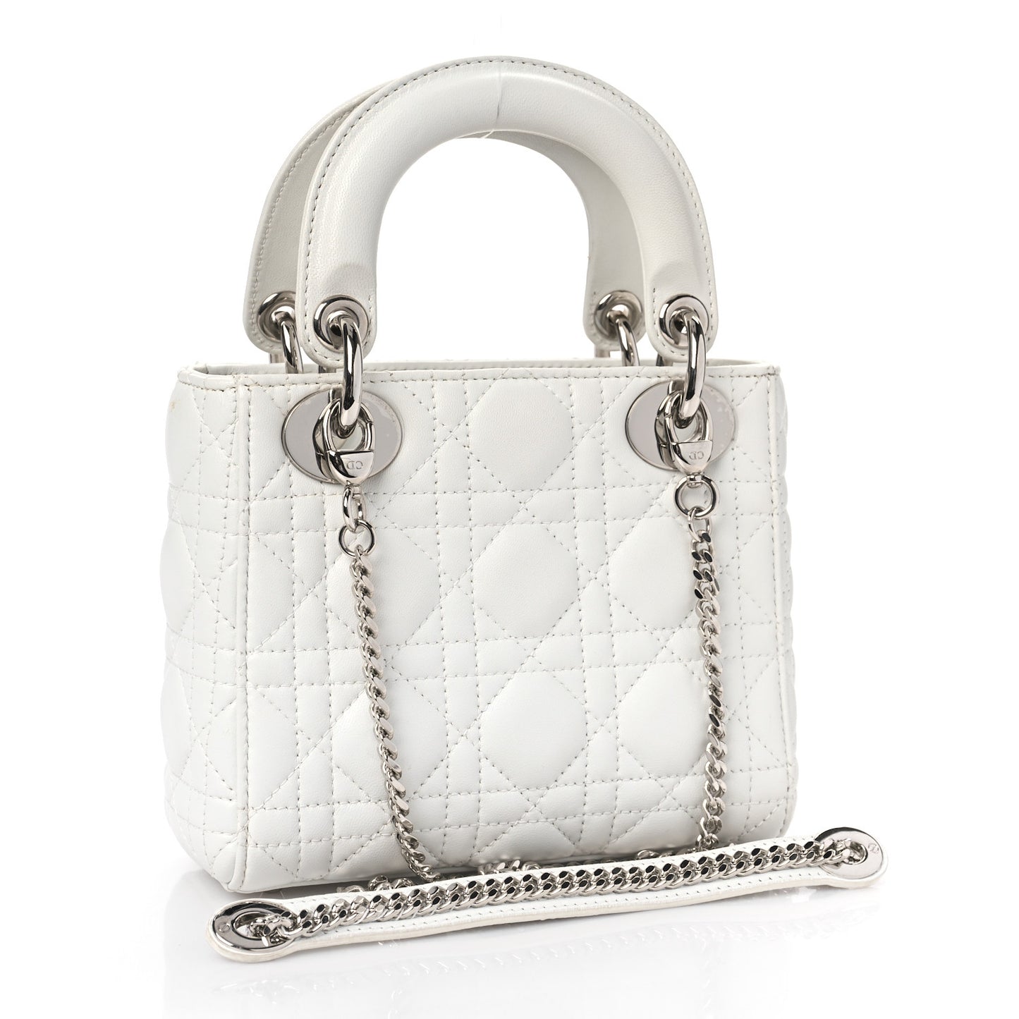 Lambskin Cannage Mini Lady Dior White
