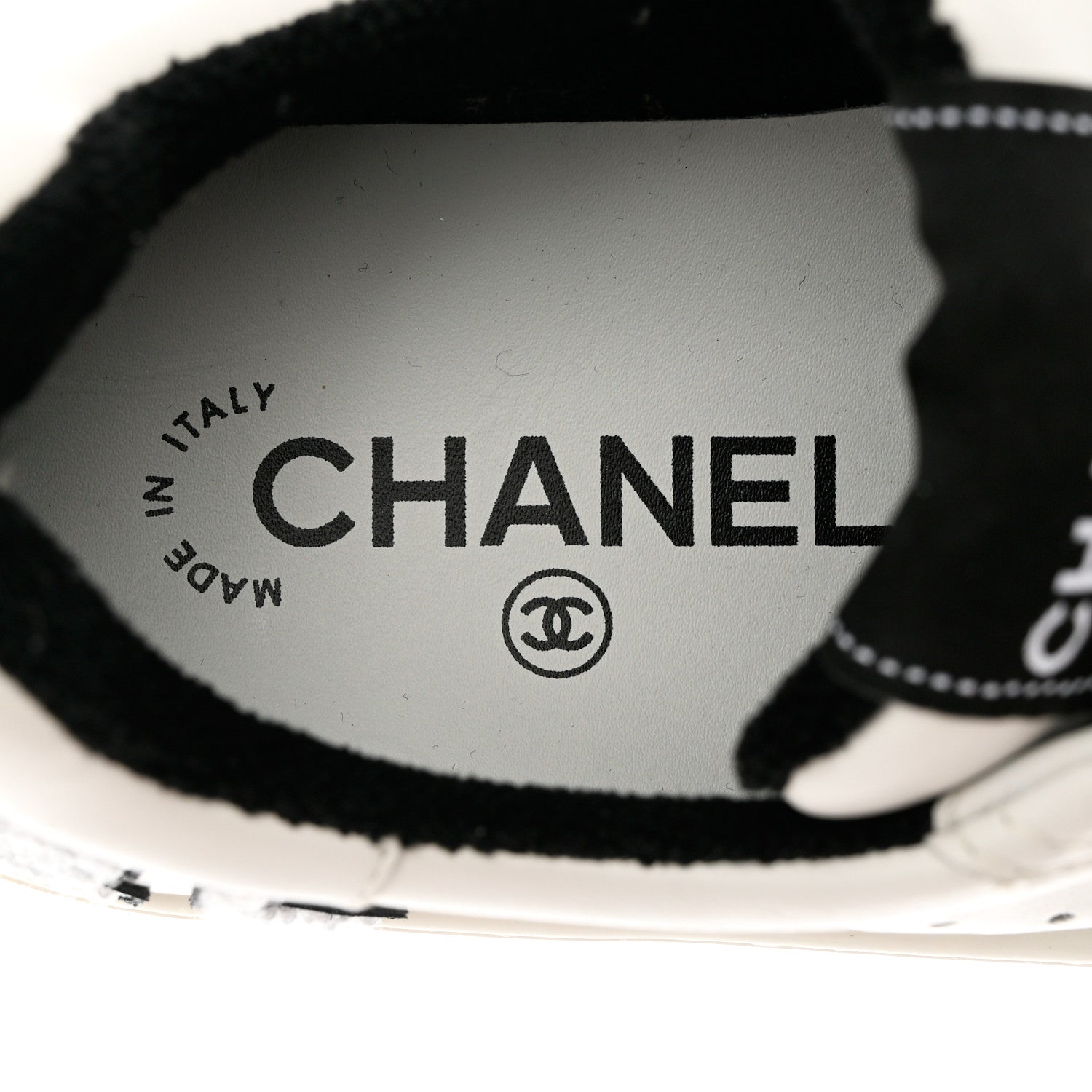 Chanel Calfskin Womens Logo Sneakers 37.5 White Black 7 of 11