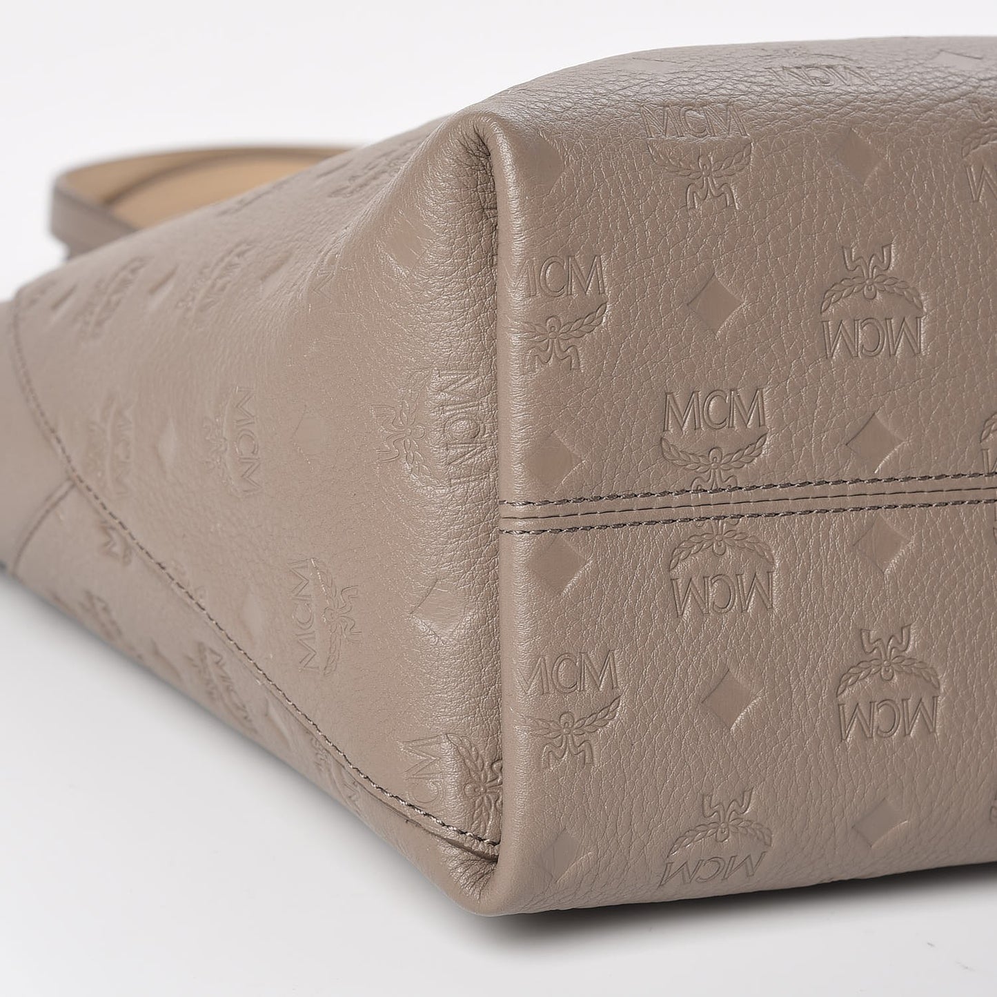 Grained Calfskin Monogram Medium Klara Top Zip Tote Urban Taupe