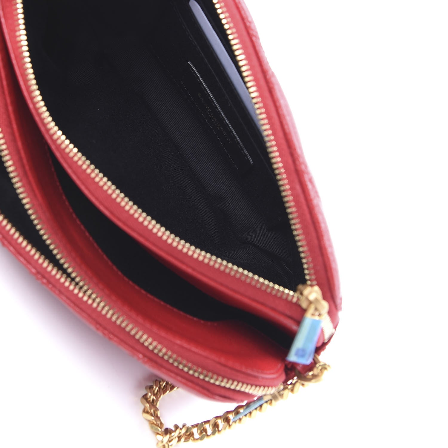 Saint Laurent Grained Lambskin Quilted Mini Becky Double Zip Bag Rouge Eros 5 of 10