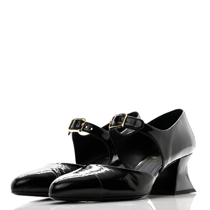 Chanel Patent Goatskin Cap Toe Pumps 39 Black 3 of 11