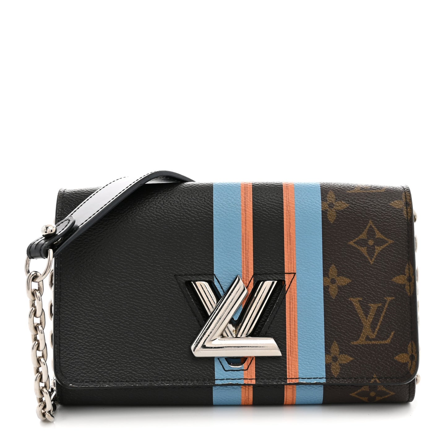 Monogram Stripe Twist Chain Wallet