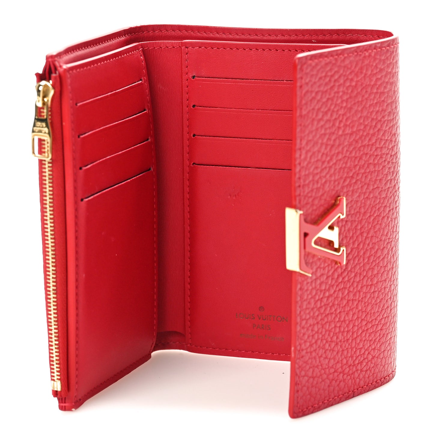 Taurillon Capucines Compact Wallet Scarlet
