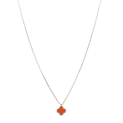 Van Cleef & Arpels 18K Rose Gold Carnelian Sweet Alhambra Pendant Necklace 1 of 7