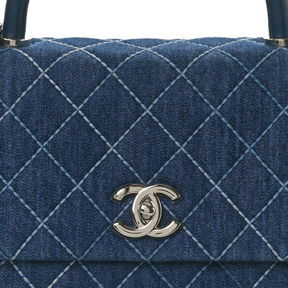 Chanel Denim Quilted Small Coco Handle Flap Blue Blue 8 of 10