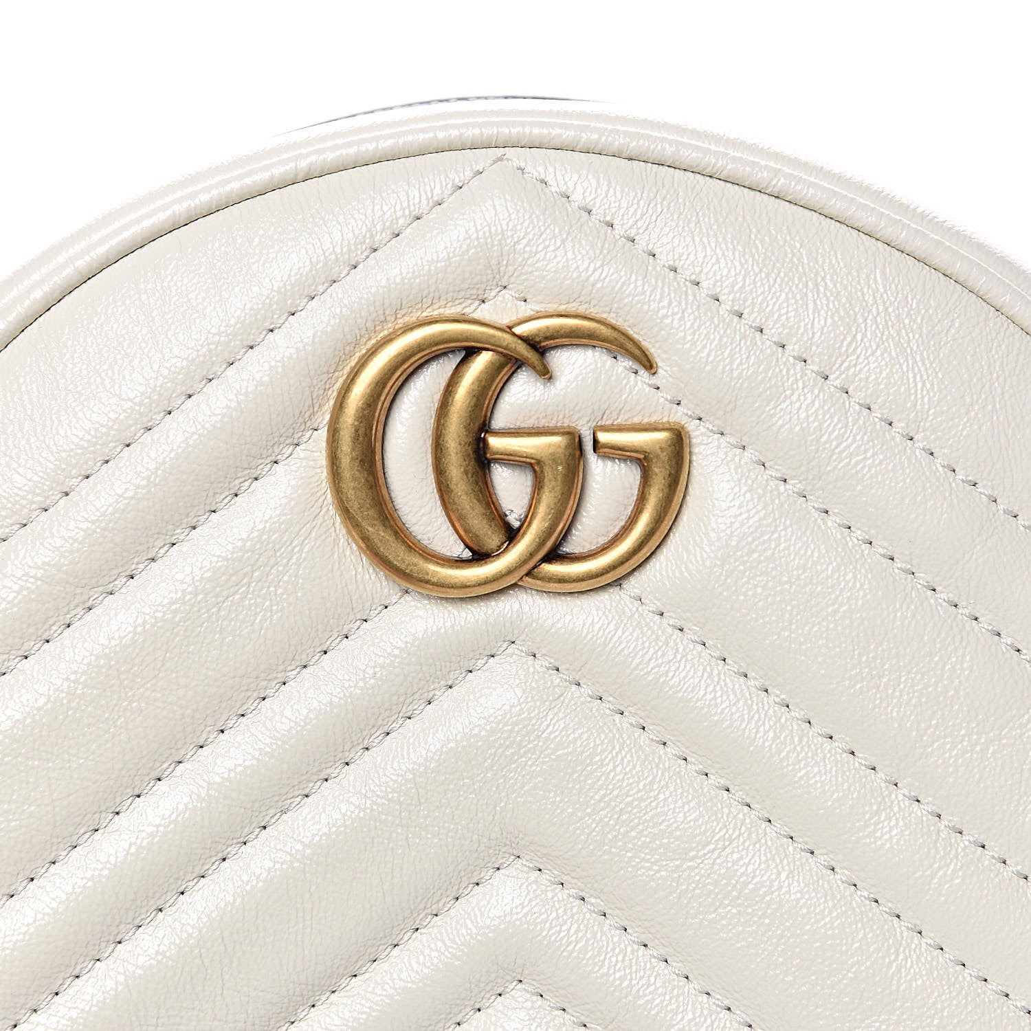 Gucci Calfskin Matelasse Mini GG Marmont Round Shoulder Bag White 10 of 12
