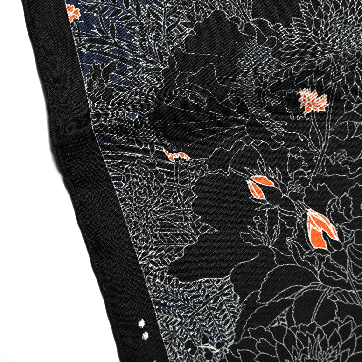Hermes Silk Robe Legere Scarf 45 Black Creme Vermillion 4 of 6