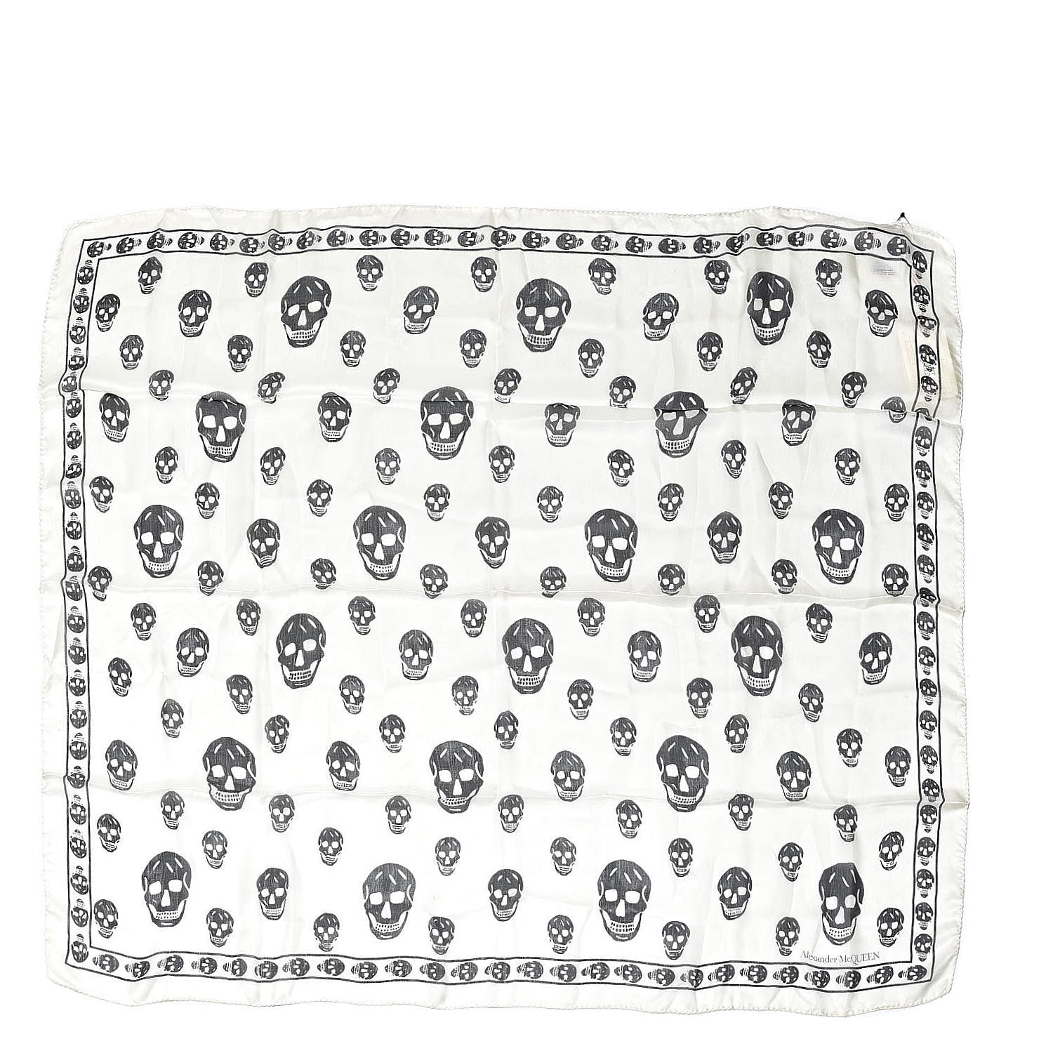 Alexander McQueen Silk Chiffon Skull Scarf Ivory Black 1 of 3