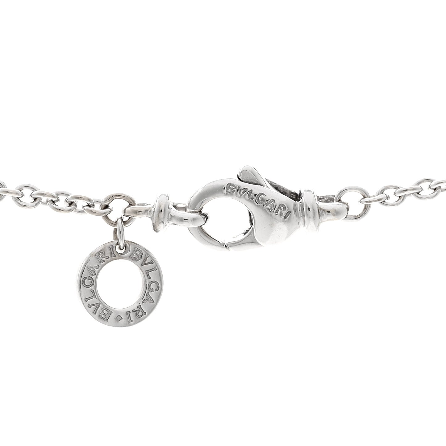 18K White Gold Diamond BVLGARI BVLGARI Pave Pendant Necklace
