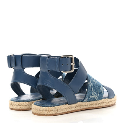 Louis Vuitton Monogram Denim Starboard Espadrille Flat Sandal 38 Blue 4 of 8