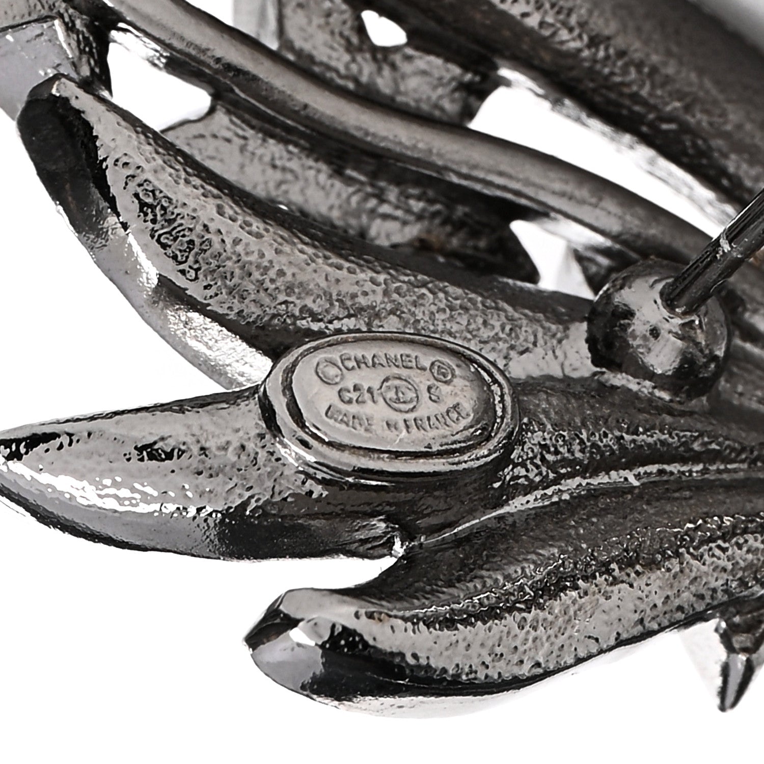 Chanel Crystal Baguette CC Wing Star Earrings Silver 4 of 4