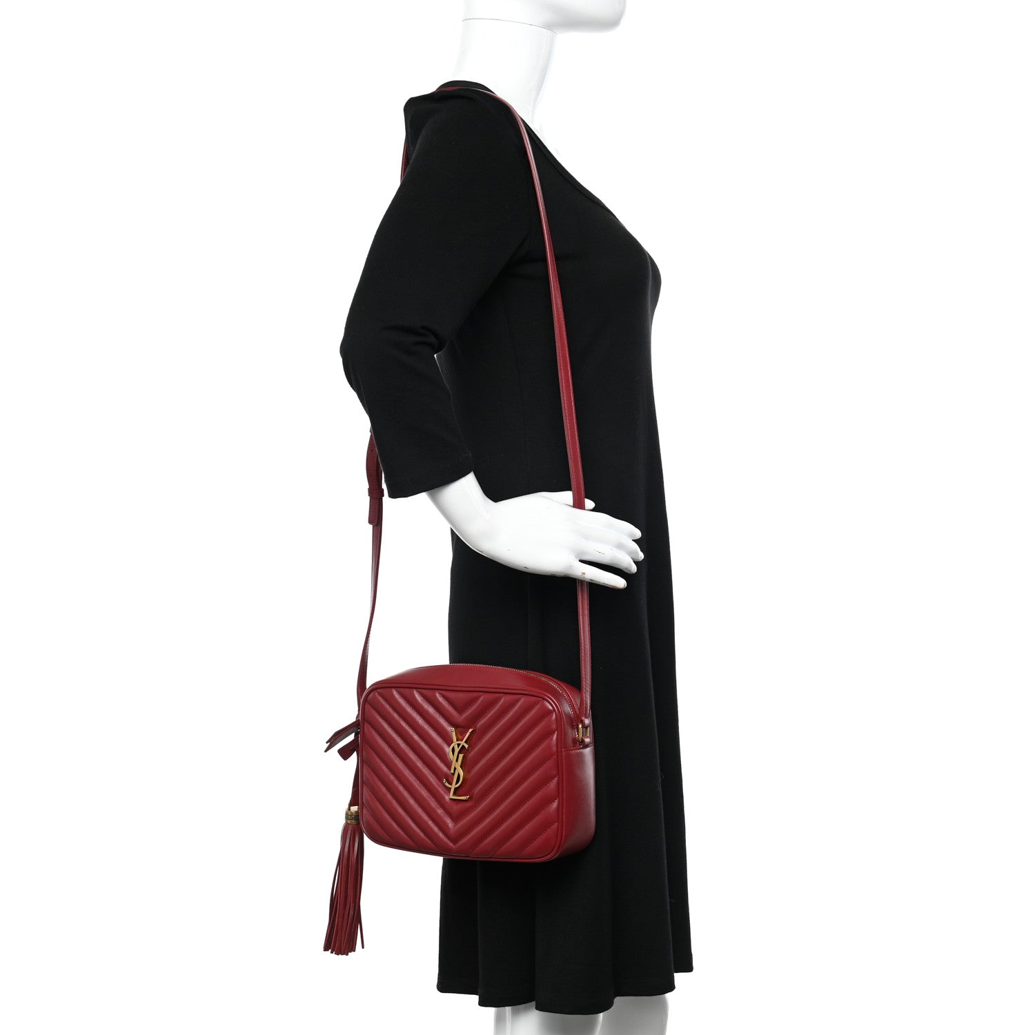 Saint Laurent Calfskin Matelasse Monogram Lou Camera Bag Rouge Eros 2 of 13