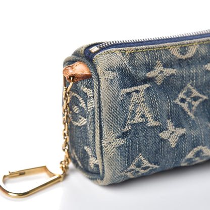 Louis Vuitton Monogram Denim Pochette Speedy PM Key Holder Blue 7 of 9