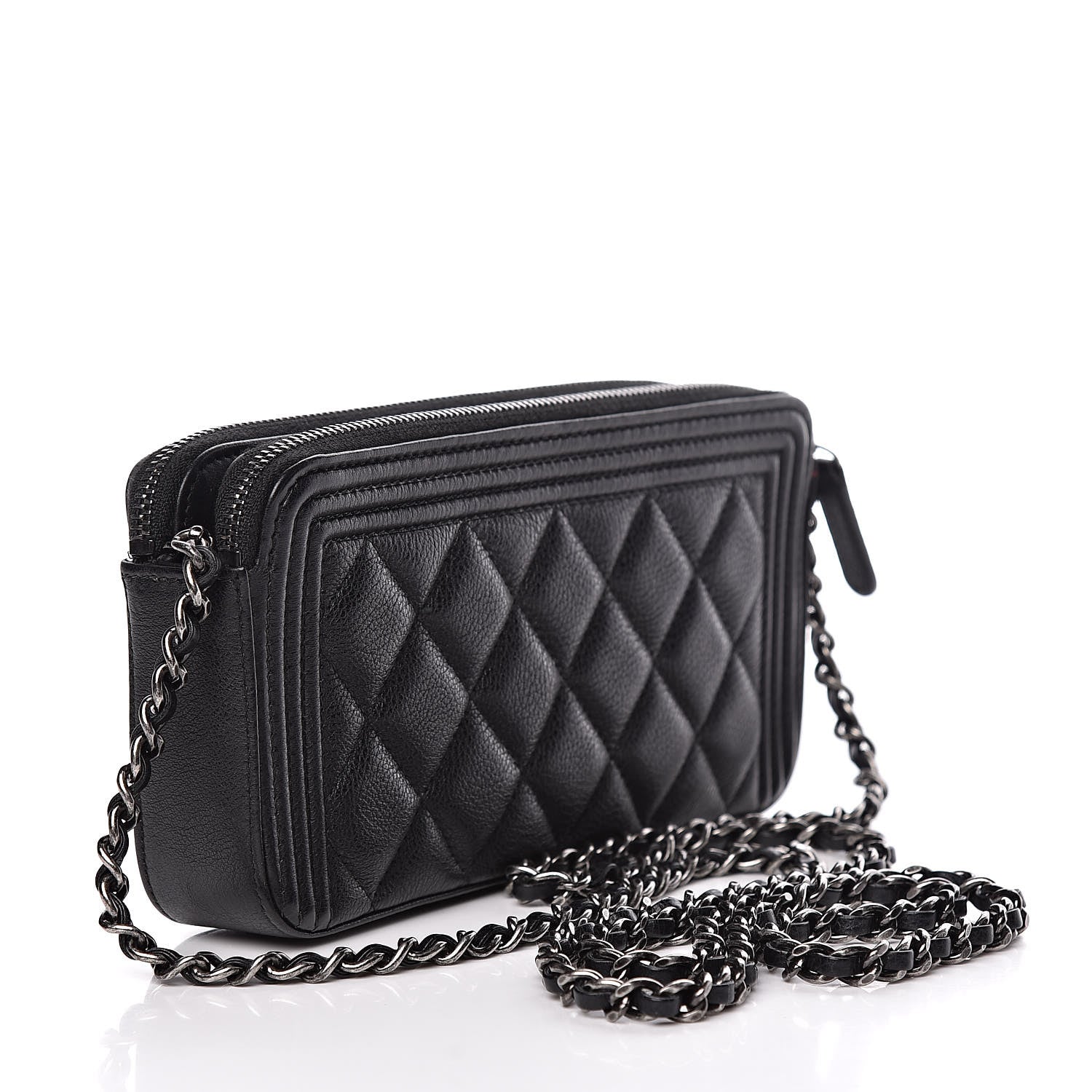 Chanel Calfskin Quilted Small Boy Clutch With Chain Black 3 of 15