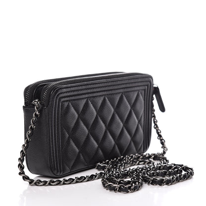 Chanel Calfskin Quilted Small Boy Clutch With Chain Black 3 of 15