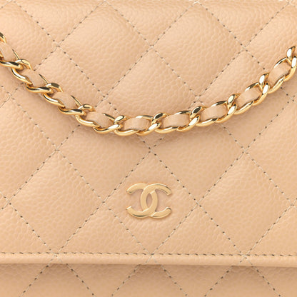 Chanel Caviar Quilted Wallet On Chain WOC Beige 9 of 11