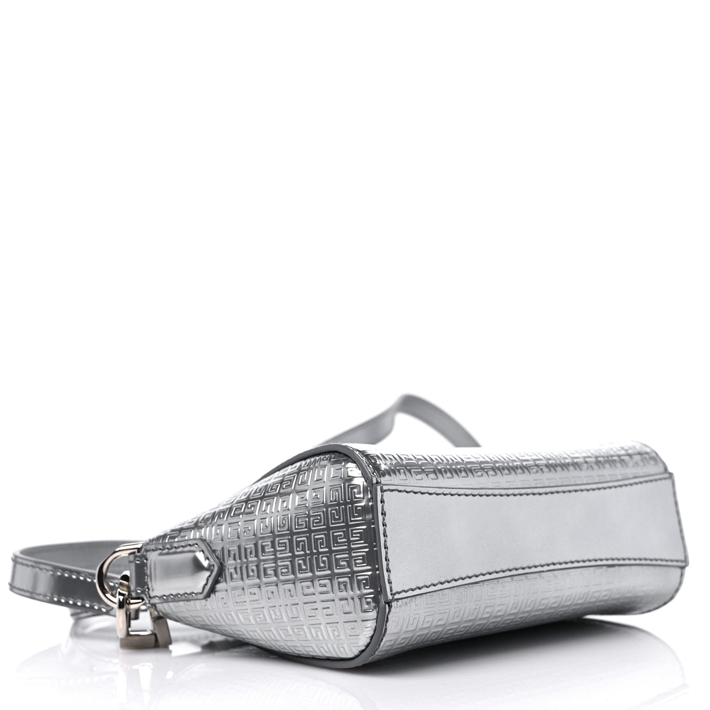 Metallic Calfskin 4G Embossed Nano Antigona Silver