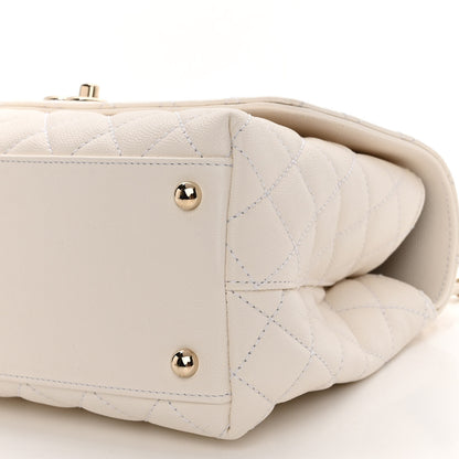 Chanel Caviar Quilted Small Coco Handle Flap White 10 of 10