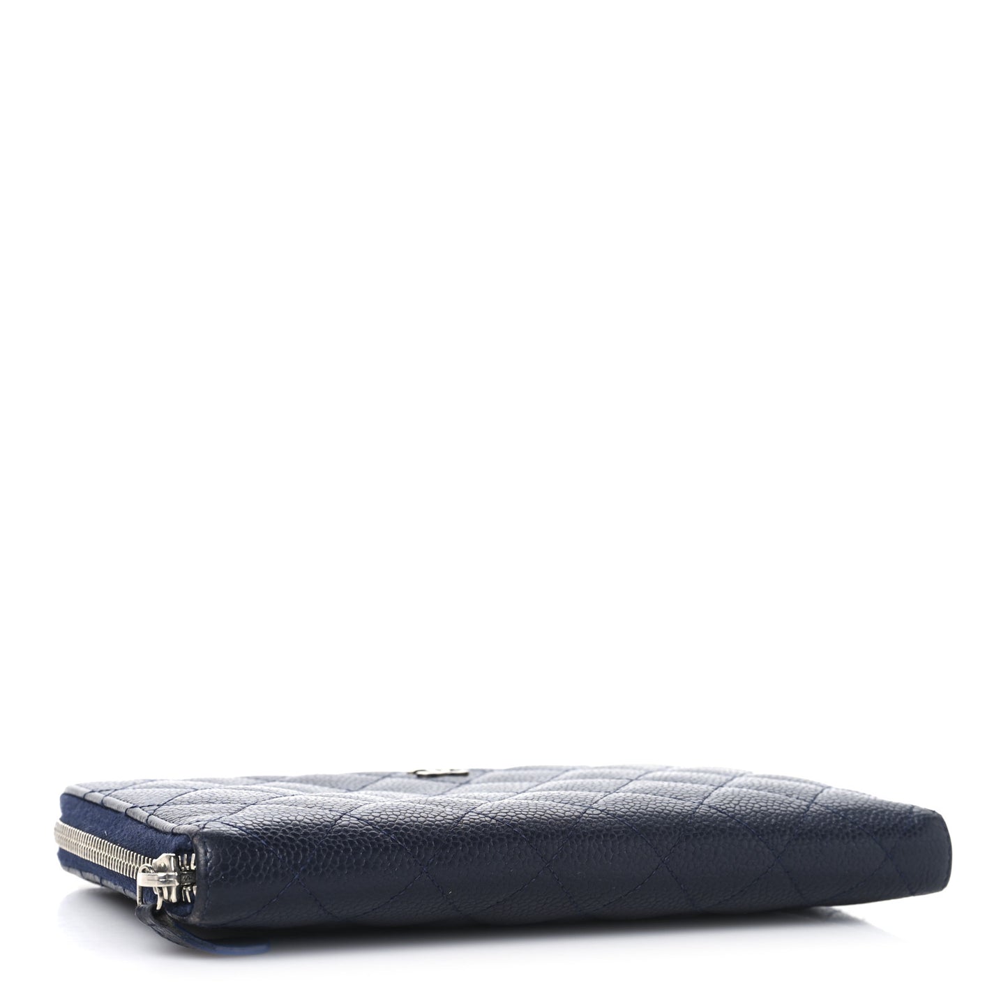 Caviar Quilted Large Zip Around Organizer Wallet Navy