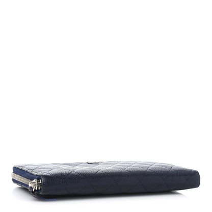 Chanel Caviar Quilted Large Zip Around Organizer Wallet Navy 4 of 8