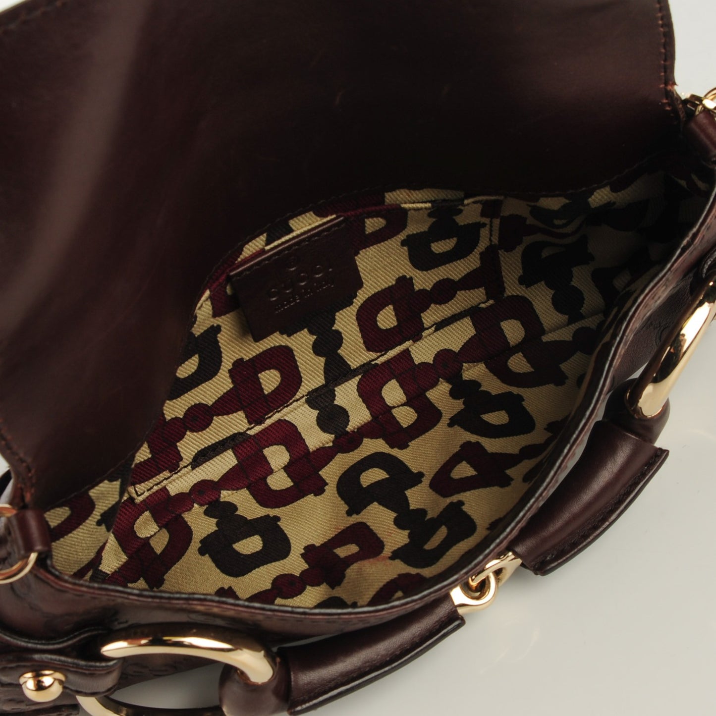 Guccissima Small Horsebit Chain Clutch Chocolate