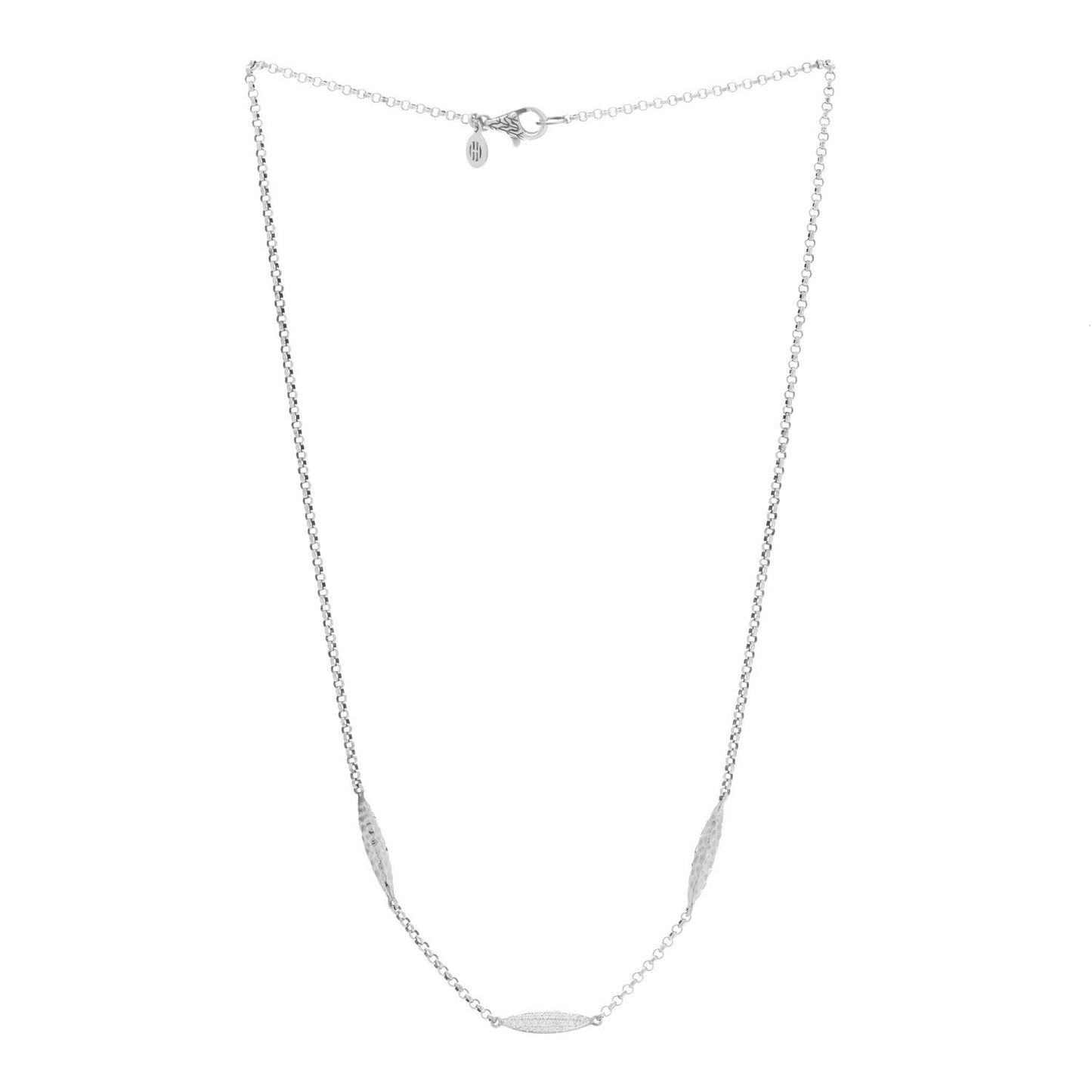 Sterling Silver Diamond Classic Chain Spear Station Necklace