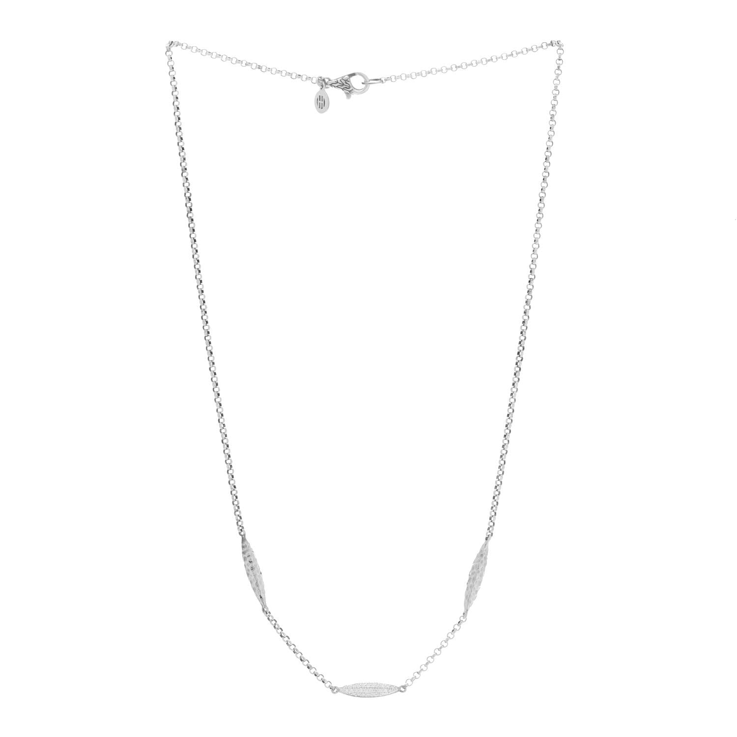 John Hardy Sterling Silver Diamond Classic Chain Spear Station Necklace 3 of 6