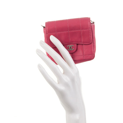 Chanel Lambskin Square Stitched Convertible Micro Flap Pink 3 of 12