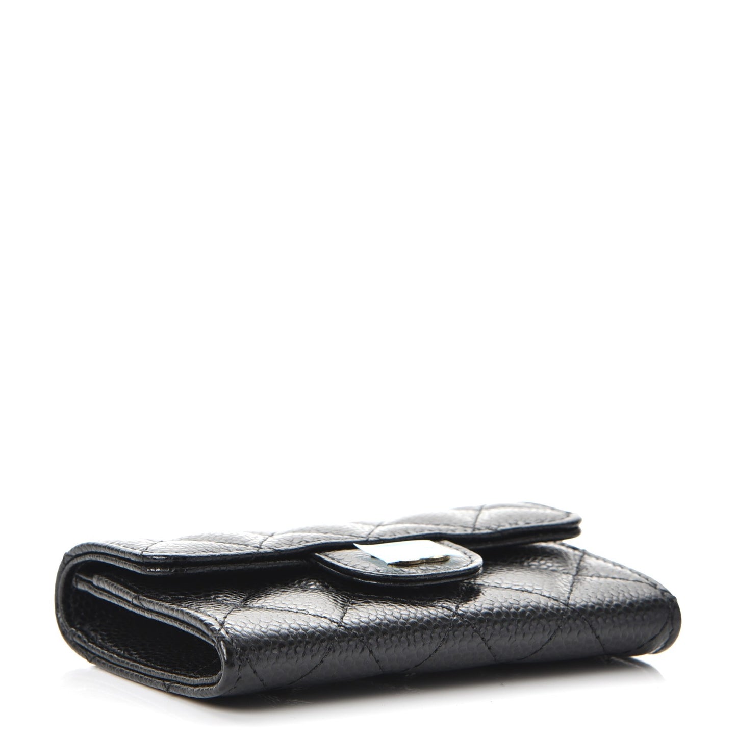 Caviar Quilted Flap Card Holder Black
