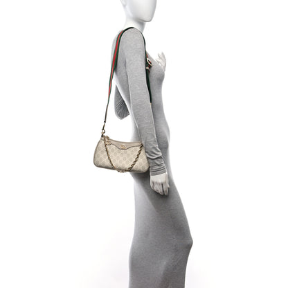 Gucci GG Supreme Monogram Textured Dollar Calfskin Web Small Ophidia GG Handbag Beige Mystic White Oatmeal 3 of 16