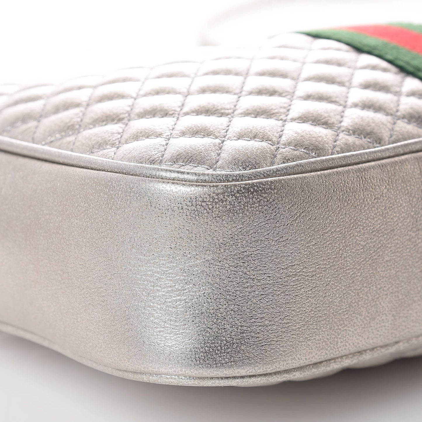 Laminated Nappa Web Trapuntata Small GG Shoulder Bag Argento
