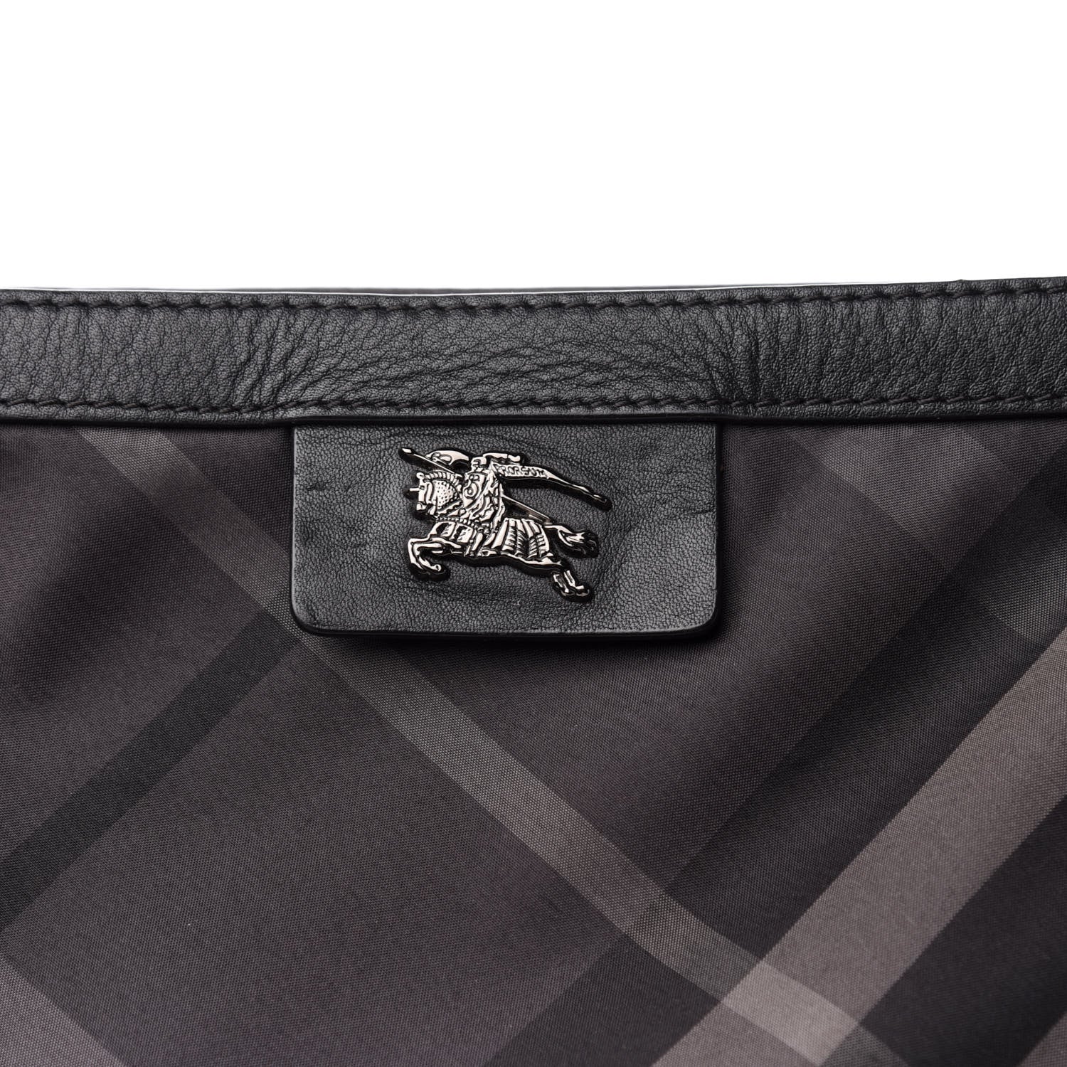 Burberry Nylon Check Small Buckleigh Packable Tote Charcoal 11 of 13