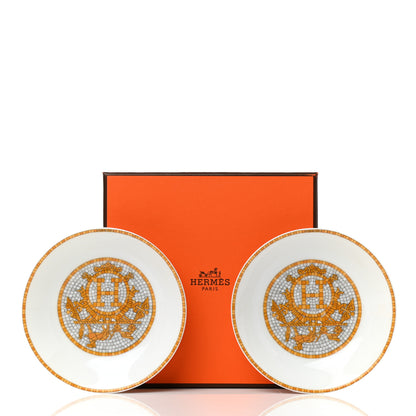 Hermes Porcelain Mosaique au 24 Soy Dish Set of 2 6 of 6