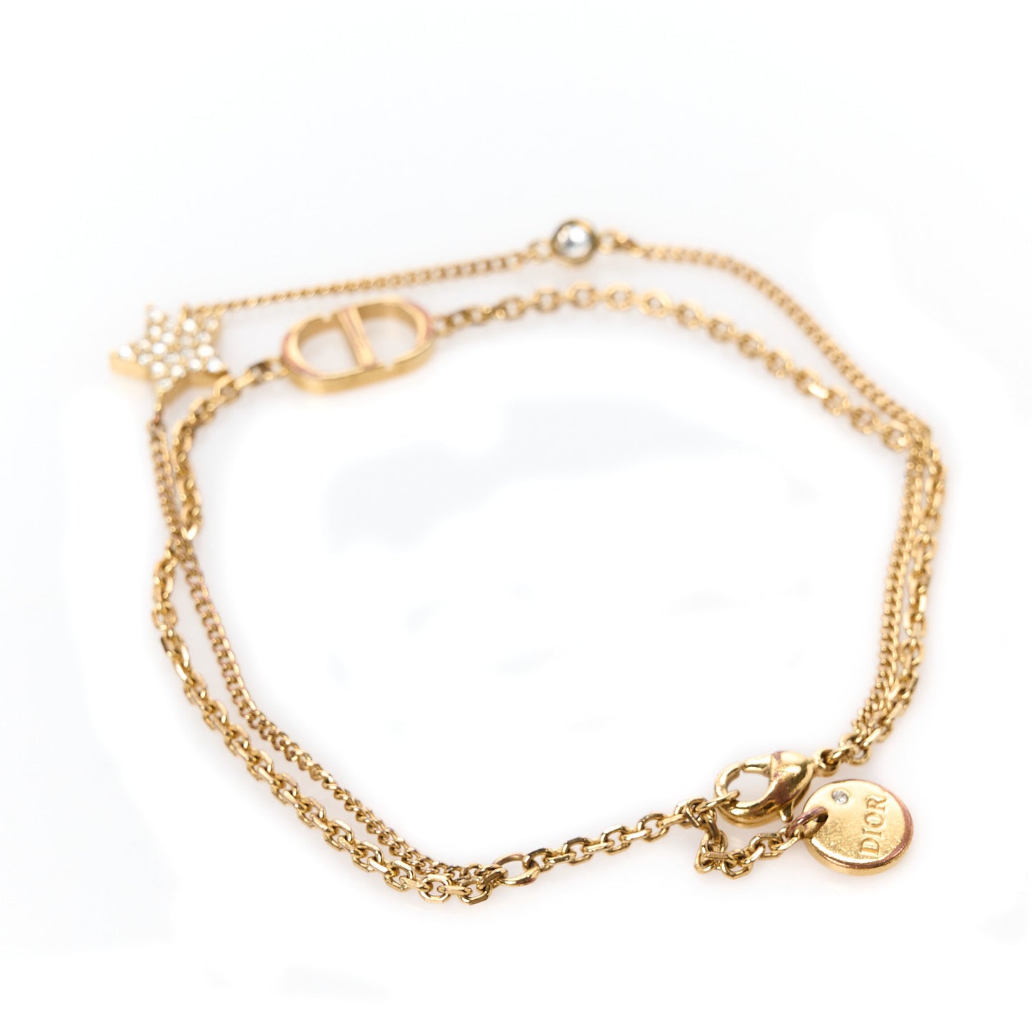 Metal Crystal Petit CD Double Bracelet Gold