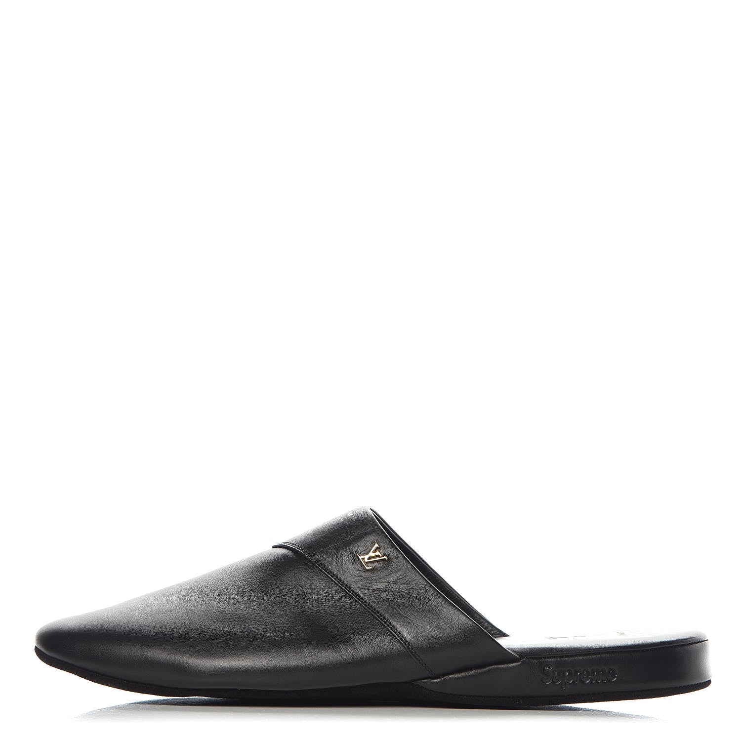 Louis Vuitton X SUPREME Lambskin Mens Hugh Slippers 8 Black 1 of 16