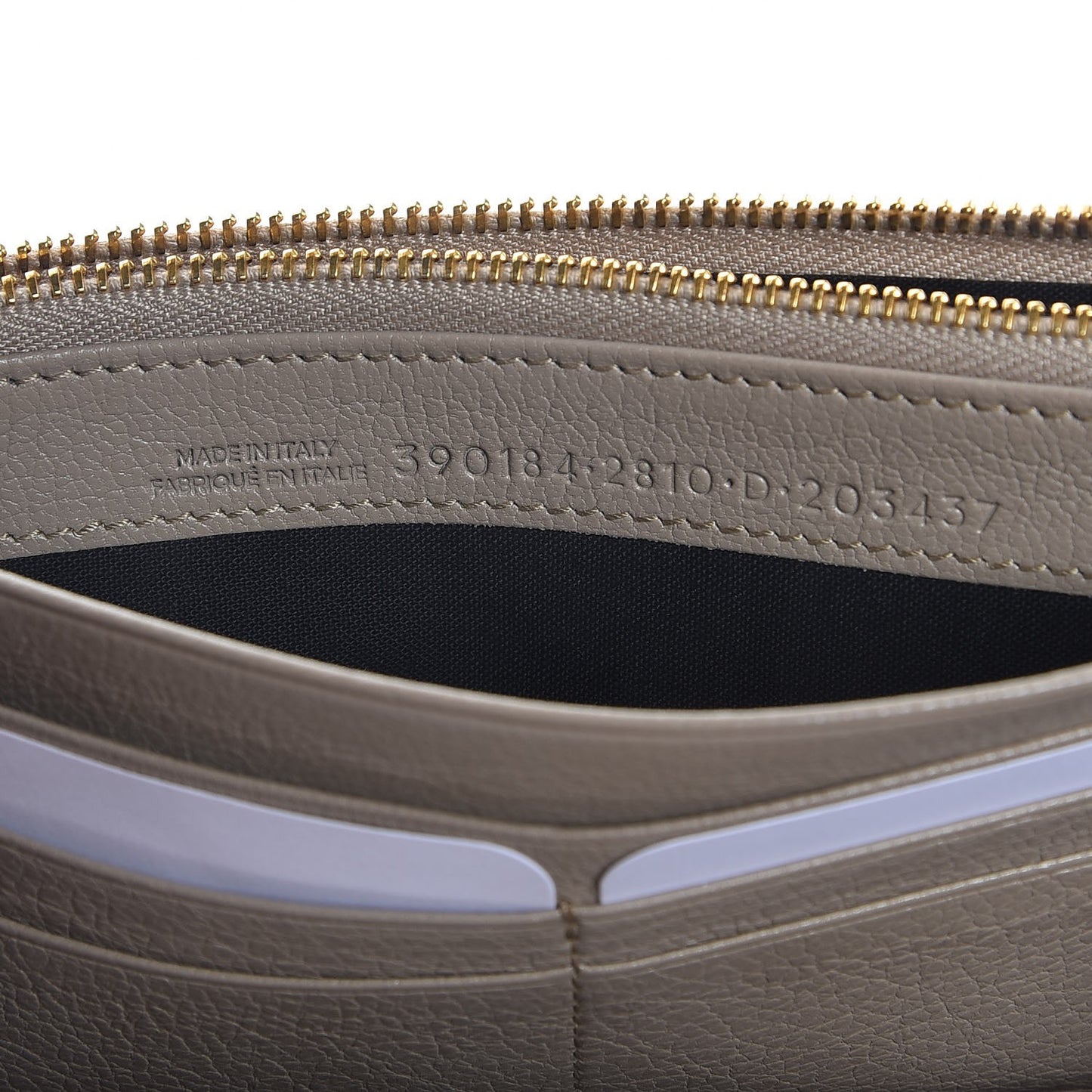 Chevre Gold Metallic Edge Hardware Money Wallet Gris Taupe