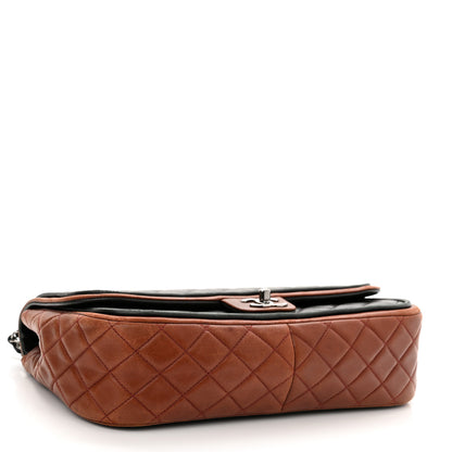 Chanel Lambskin Quilted Jumbo Classic Twist Flap Bag Black Bordeaux 3 of 12