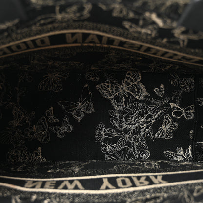 Christian Dior Canvas Embroidered Medium New York Butterfly Book Tote Black 5 of 12