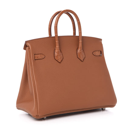 Hermes Togo Matte Alligator Birkin Touch 25 Gold 3 of 34