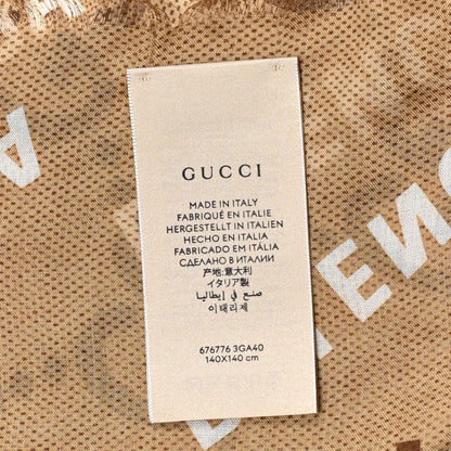 Gucci X BALENCIAGA Modal Silk Maxi GG Monogram Logo Print Shawl Beige White 4 of 4